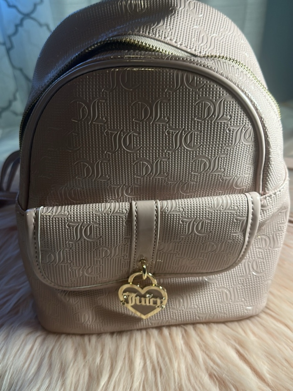 Juicy Couture Dusty Blush Mini Backpack with Gold Heart Charm
